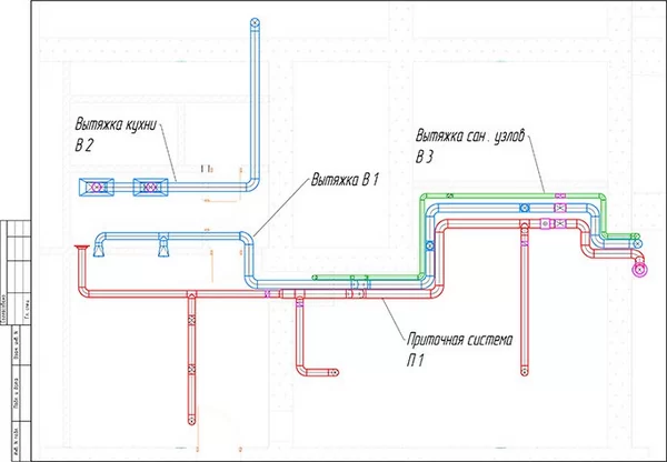 На фото – схема построения системы вентиляции и кондиционирования в ресторане